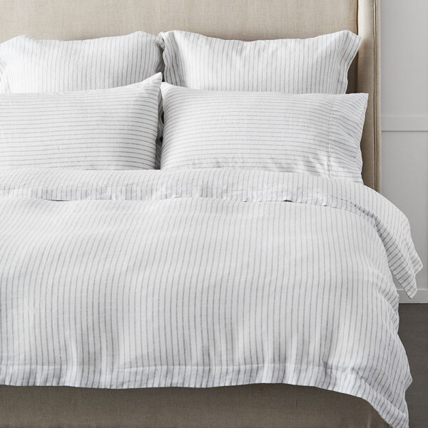 Antwerp Linen Quilt Cover - Charcoal & White